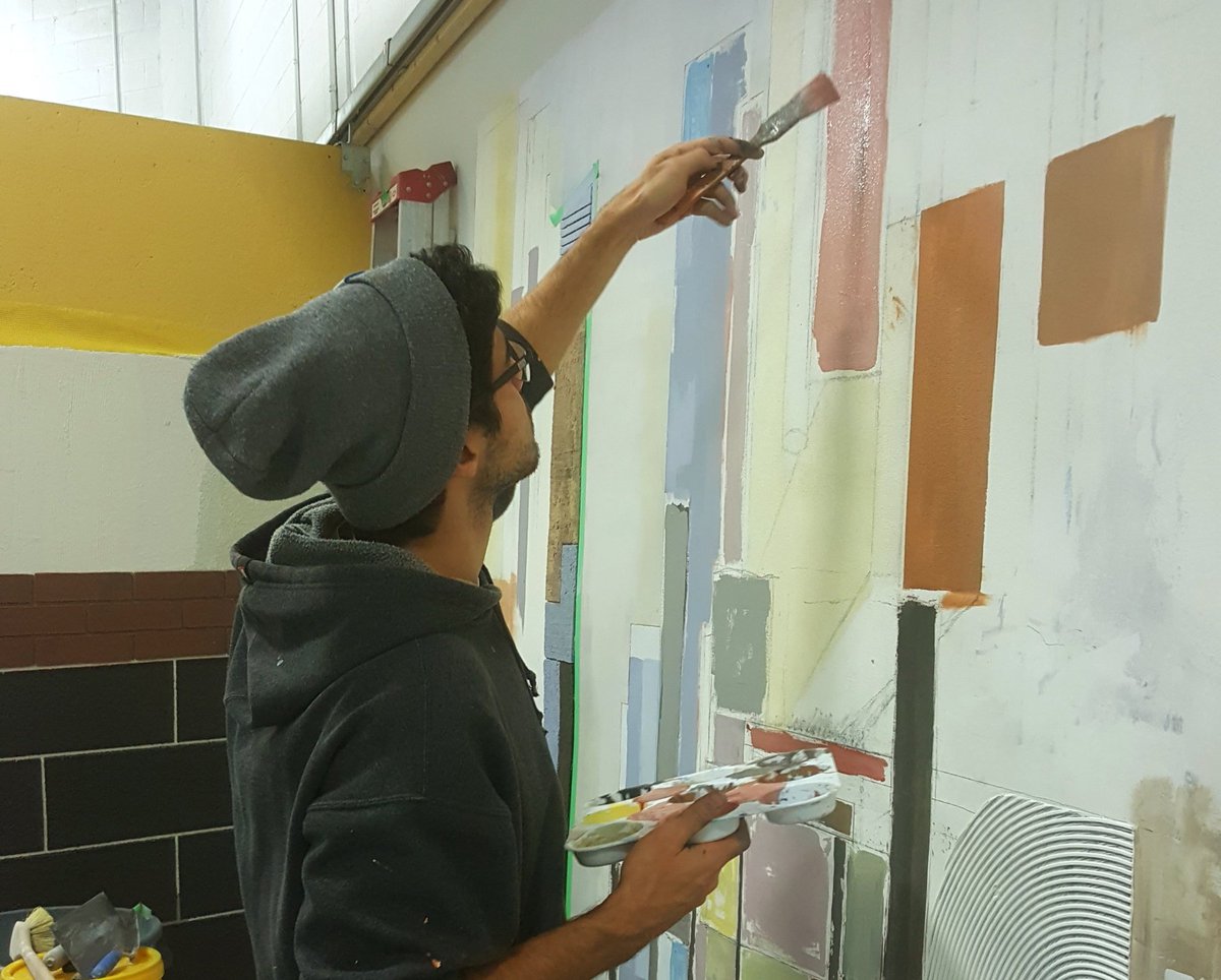 stationgallery's tweet photo. Our Corporate Creators @artisticforce and Joaquin Manay having fun creating this creative piece for Sto Canada! #TheBuildingShow #ConstructCanada #StoCanada #artisforeveryone #stationgallery #CorporateCreating https://t.co/eCMSiFUMY6