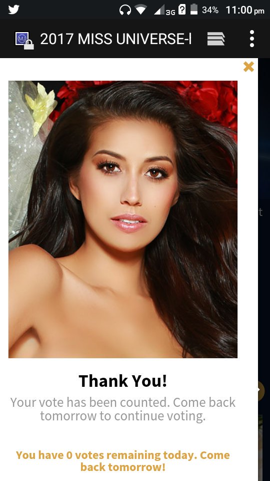 krizchen3's tweet photo. Ten votes , easy !!!! Go for voting onlines ,  #MissUniverse  #Philippines https://t.co/c2DZY2xtSb