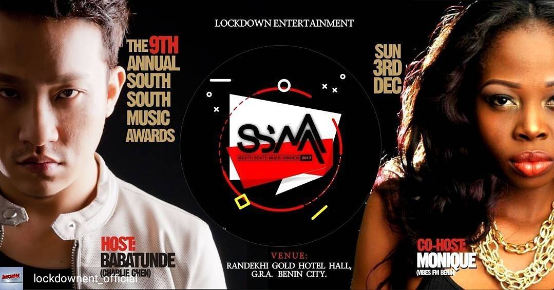 AnnualSSMA_'s tweet photo. Ladies and Gentlemen, our hosts for The 9th Annual South South Music Awards #SSMA2017 are Comedian Babatunde @ibrandnaija and @moniquedvibes. It's Sunday, 3rd of Dec at Randekhi Hotel Hall. Time: 7pm https://t.co/hATt3M7uLd