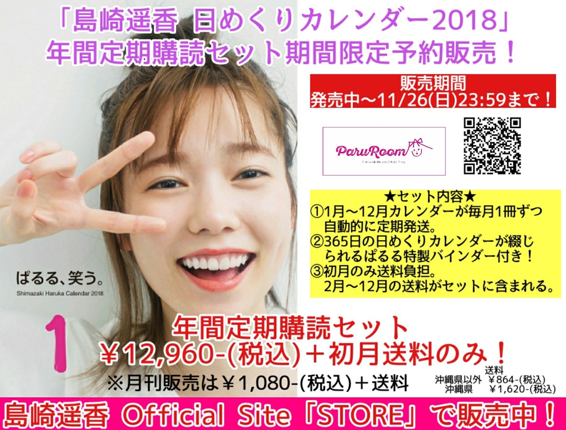 島崎遥香　2018年カレンダー　バインダー付き　ぱるる 島崎遥香2018年カレンダーバインダー付きぱるる
