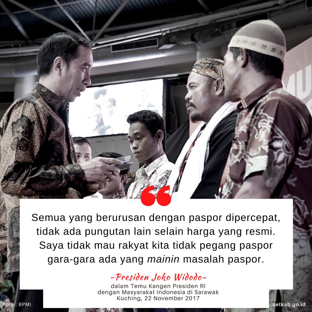 setkabgoid's tweet photo. Semua yg berurusan dgn paspor dipercepat. Tdk ada pungutan lain selain harga yg resmi - Presiden @jokowi https://t.co/Dmvqqmkkts