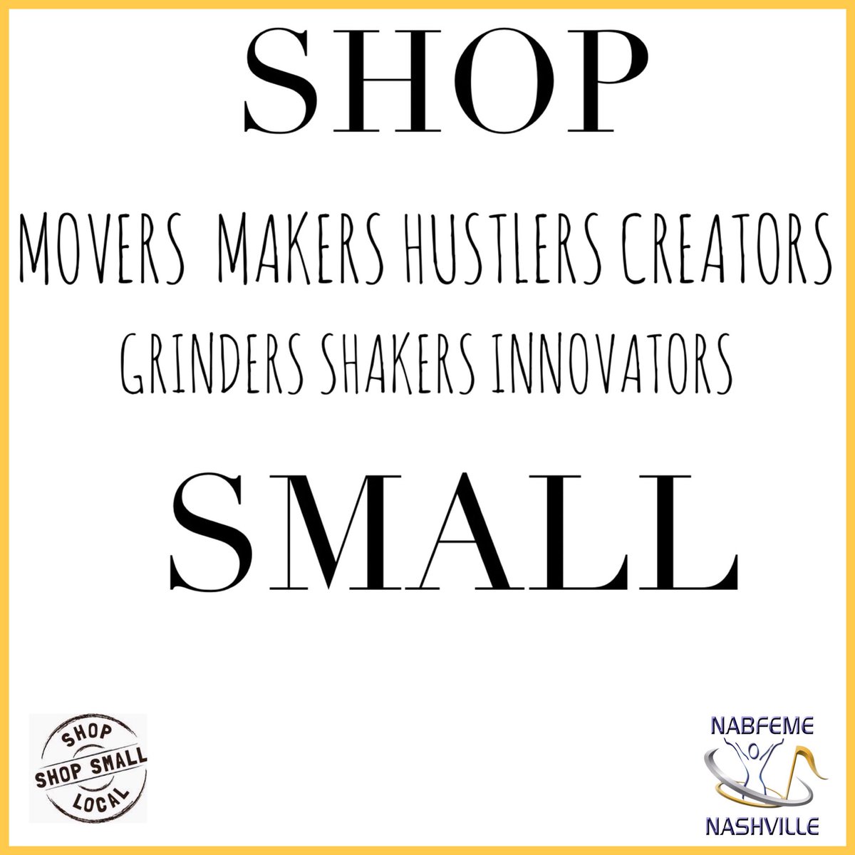 Support the movers, makers, hustlers, creators, grinders, shakers &amp; innovators! Spend with a small or local business.
#smallbusinesssaturday