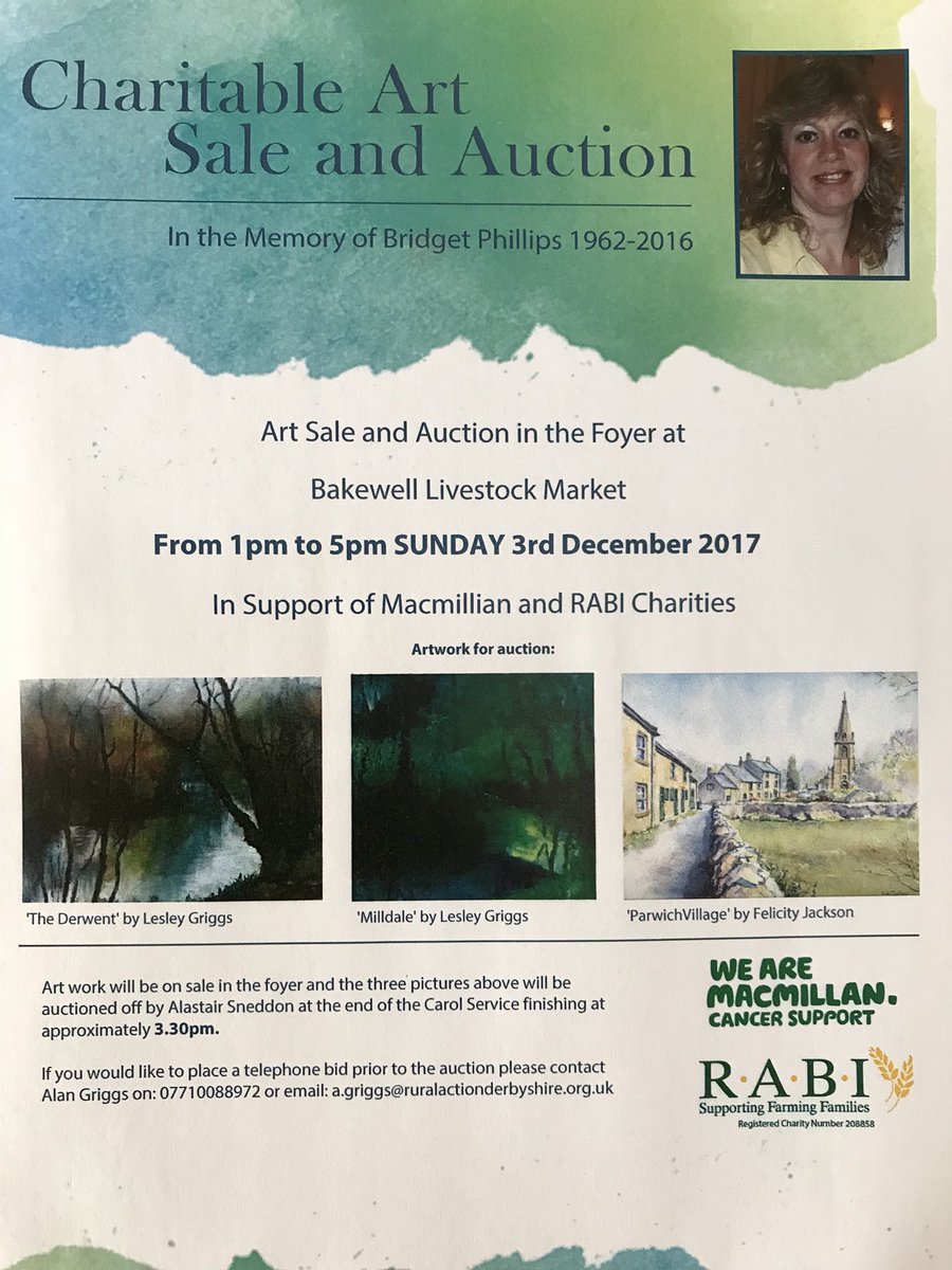 Charity Art Auction to be held at the Bakewell Christmas Show Sunday Dec 3rd