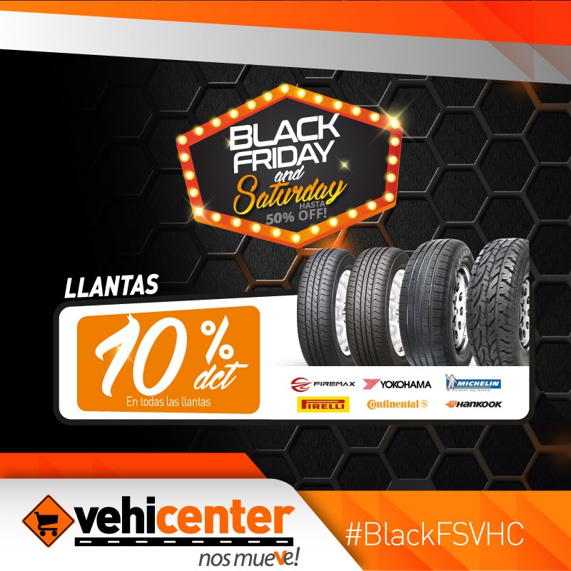 Vehicenter's tweet photo. ¡Aprovecha! Último día de #Black Friday and Saturday #Vehicenter, no lo dejes pasar, compra tus #llantas con un 10% de descuento en cualquier marca! ¡Visítanos en nuestra tienda poblado, estamos hasta las 5pm! https://t.co/WcV9WYy253