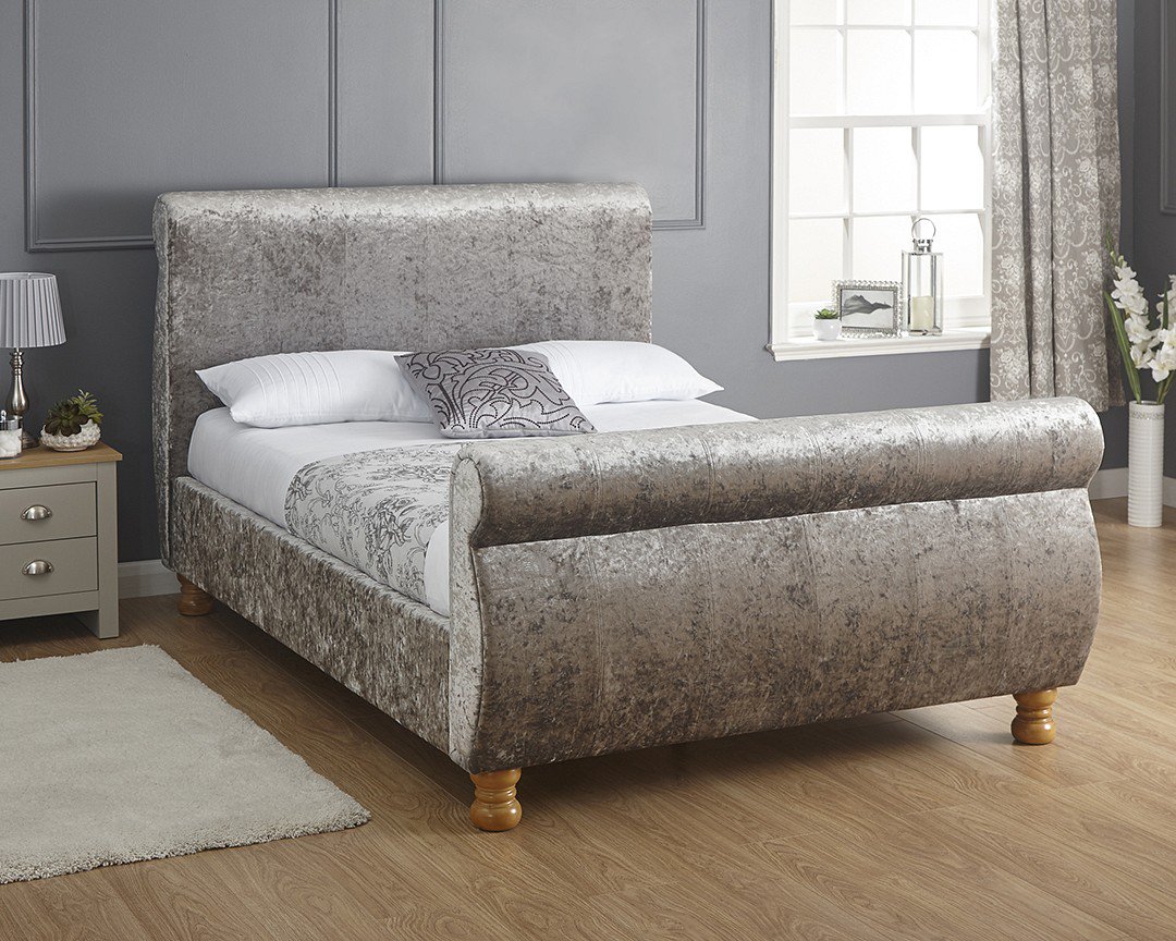 Direct_HQ's tweet photo. Shop the Stunning Silver Luxury Chenille Crushed Velvet Fabric Sleigh Bed... https://t.co/wtybj5ls8i https://t.co/4gFXZZ7DXw