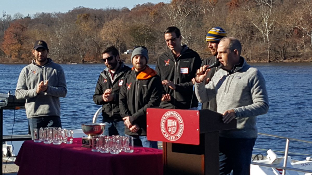 SJPrepCrew's tweet photo. Head Coach John Fife ‘98 introduces coaches at the Alumni Day Regatta #prepcrew https://t.co/VI0dc2JeGd