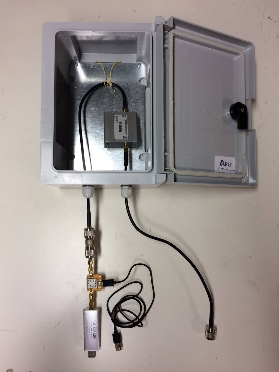 andreashornig's tweet photo. Nice! Preamplifier and filter box for our dgsn station @eah_satcom in #Jena is ready to amplify #smallsat signals. Just in time for the snowy winter season. Made with love and @hellogpio @rtlsdrblog @uputronics @wimo_de parts for @amsat #hamradio signals :) https://t.co/gz9rBAFr3w