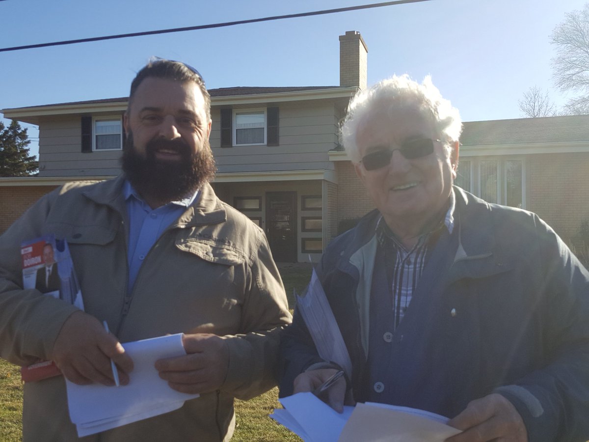 PEILiberalParty's tweet photo. MLAs @jhalperry and @BushDumville are out on the campaign trail today. Lots of enthusiasm for @BobDoiron11! #PEI #PEIPoli https://t.co/rnKwwigq5k