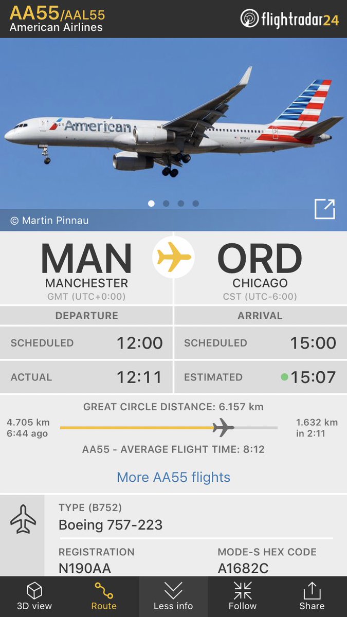 FlightIntl's tweet photo. American Airlines flight #AA55 from Manchester to Chicago is diverting to Bangor https://t.co/HLDTnzOghu https://t.co/wvnHx5qPh1