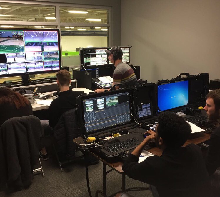 ACTVbroadcasts's tweet photo. AC Broadcasters working hard again setting up the control room for tonight’s volleyball games! Women’s at 6 and men’s at 8! #ACThunder #volleyball https://t.co/FUSQNIRBOV