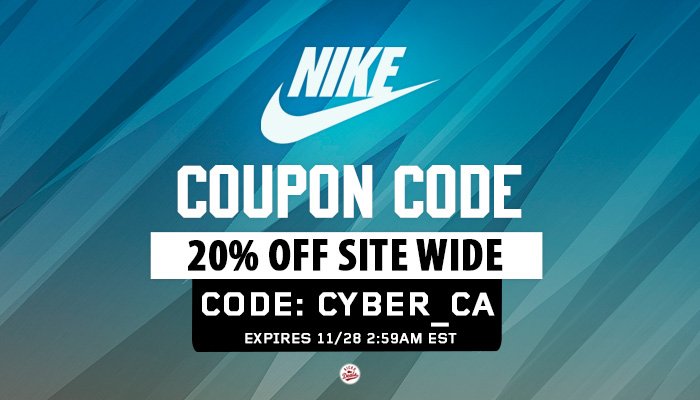 KicksDealsCA's tweet photo. Get 20% OFF on select regular priced items at Nike.ca for Cyber Monday. Use code CYBER_CA to get the discount! Almost all new releases this month are excluded.
https://t.co/ddOc0LSW1I https://t.co/uwLJHDEmOL