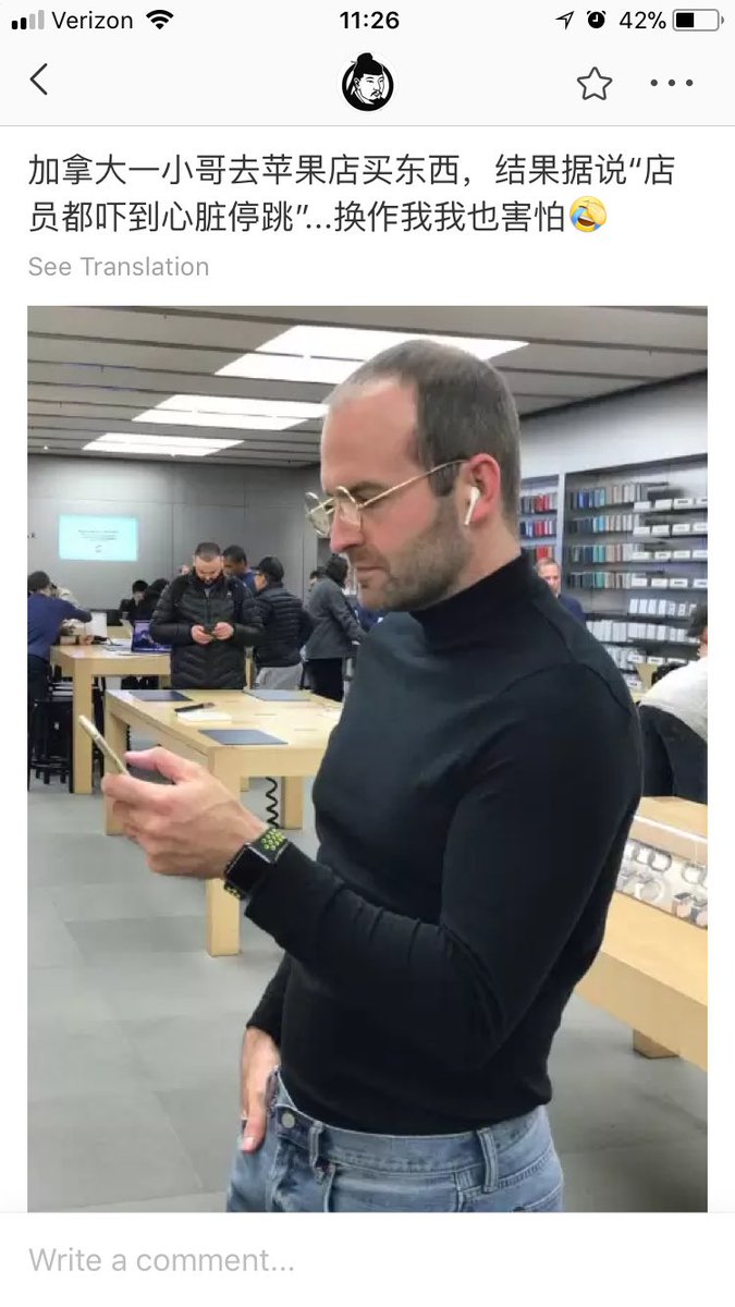 加拿大一小哥去苹果店买东西，结果据说“店员都吓到心脏停跳”...换作我我也害怕 https://t.co/BqAWVE0LBE 1