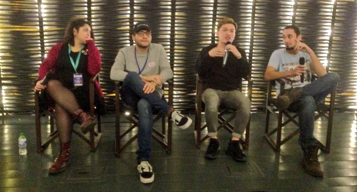 RizomaFestival's tweet photo. El equipo de #YuGang charlando con el público, muy interesado en conocer más sobre la película finalista del V #PremioRIZOMAdeCINE #Acampadacineteca #RIZOMAFestival https://t.co/uPhil7Kupw