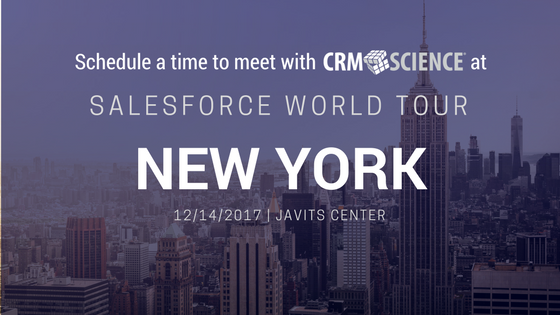 CRMScience's tweet photo. Headed to Salesforce World Tour New York? Schedule some time to chat with a @CRMScience Lab Coat about your salesforce project! https://t.co/4lfp5Rb3QG #SalesforceTour https://t.co/B9bEcdf3KF