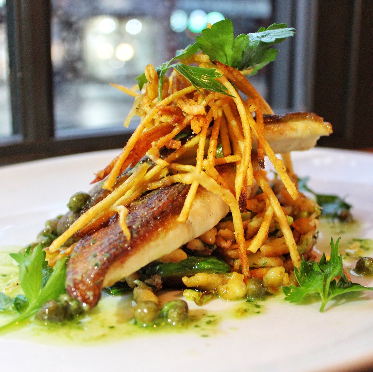 Try our brand-new Pan Roasted Branzino with Spaetzle, Shaved Brussels Sprouts and Lemon- Caper Vinaigrette! bit.ly/2Bm160Z