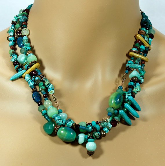 Turquoise Tribal Necklace This real turquoise necklace is bold! #tribalnecklace #festivalnecklace #turquoisenecklace goo.gl/Q8VNXo