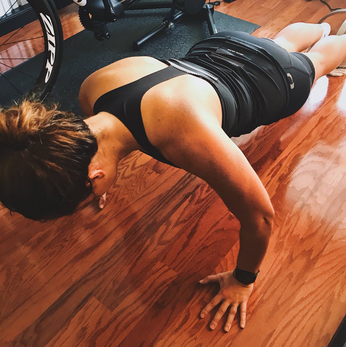 Ride then drop and give me twenty! No pumpkins in this gym! 😜 #cyclinglife #zwift #ironmantraining