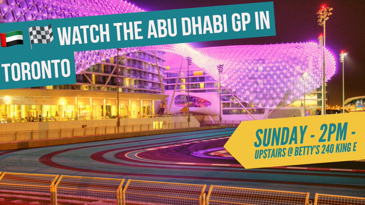 FlatOutFever's tweet photo. #TORONTO #F1 fans Watch the #AbuDhabiGP - Last race of the year 🎉 
2PM #Sunday upstairs @BettysOnKing 240 King 

🍻 to another amazing season!

https://t.co/NVYU4BXDm2 https://t.co/Fv8x3OQUMK