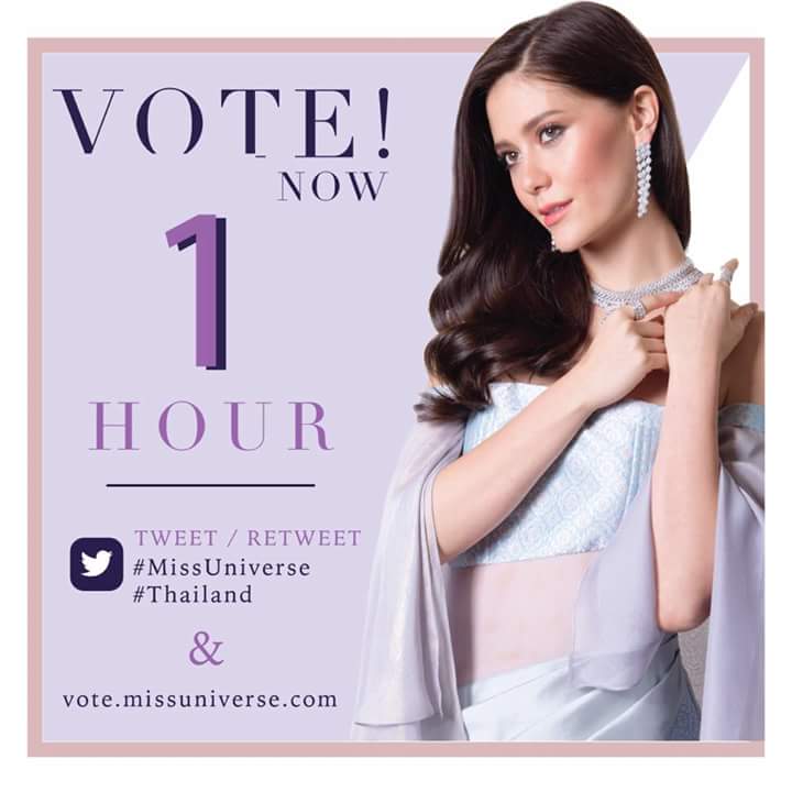 Jasdella's tweet photo. หนึ่งชั่วโมงสุดท้ายยย #MissUniverse #THAILAND https://t.co/7Ljd86mZFV