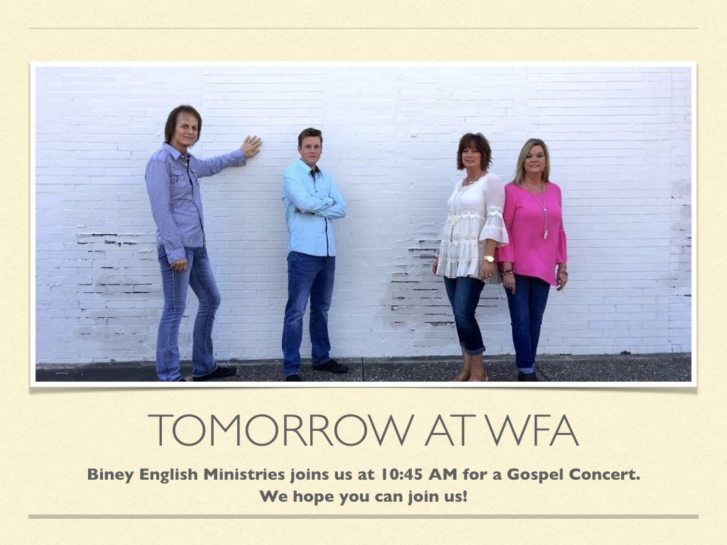 WallaceFirstAG's tweet photo. Join us at 10:45 AM Tomorrow - 11/26 for a Gospel Concert with Biney English Ministries. https://t.co/fXu5DEem6h