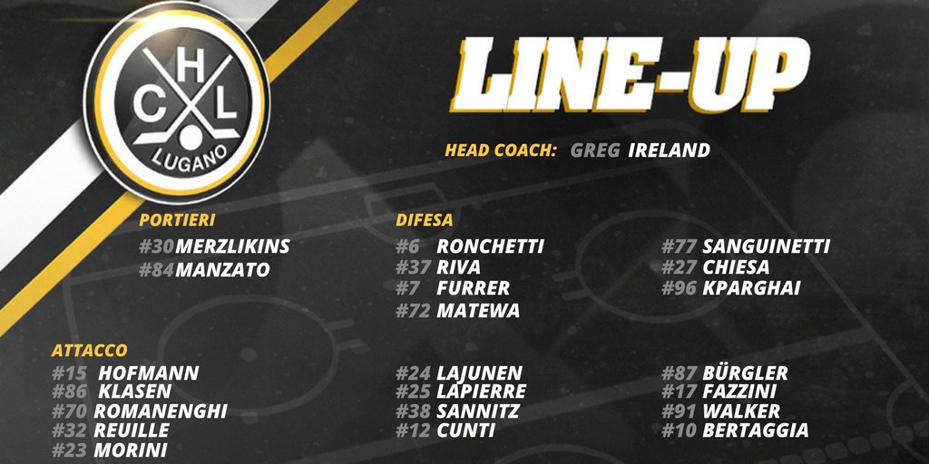 Ecco il line-up per il derby della Valascia!
#HCAPvsHCL #forzalugano #unitifieribianconeri