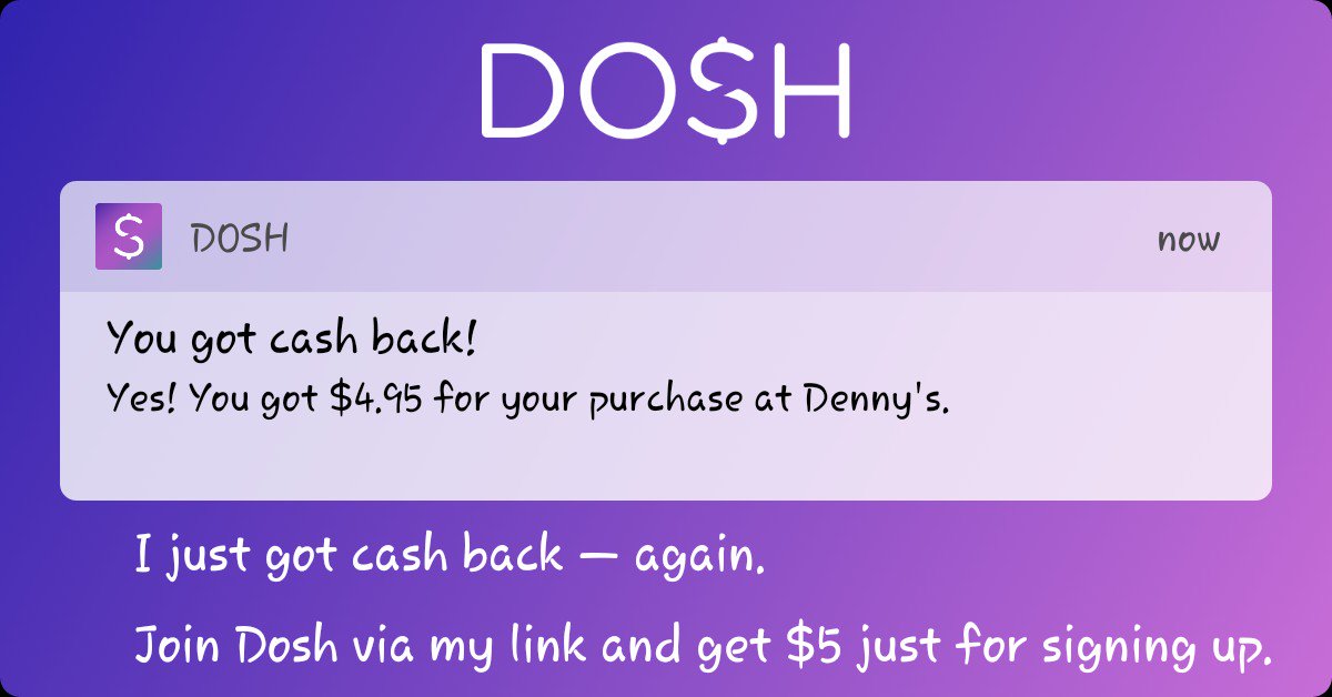 mjs8893's tweet photo. Free money! Dosh pays me to book hotels, shop, and go out to eat. #dosh https://t.co/61IFML4HP5 https://t.co/ptqXql2uHM