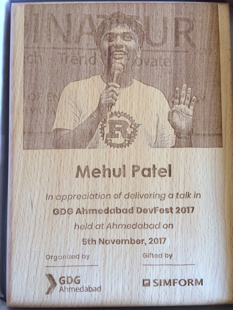 NomadicMehul's tweet photo. Best memento!😍 Thanks #gdgahmedabad #google team!
#gdgdevfest2017 #DevFest17 #Gdg #googledevelopers #latepost https://t.co/yHFbu97qcw
