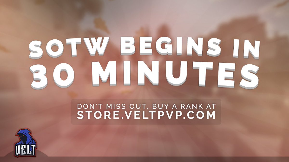 VeltPvP's tweet photo. SOTW begins in 30 Minutes! 🌲

A Key All will be commencing at 2:30 PM EST. 💫

You are now able to queue for Duo, Mini, Sevens, and Tens. 🔓

Retweet &amp; Follow for a chance to win One of Five VELT ranks! 🌺

🗡️ https://t.co/DXXM4v3dui https://t.co/fYmzNK9Vfj
