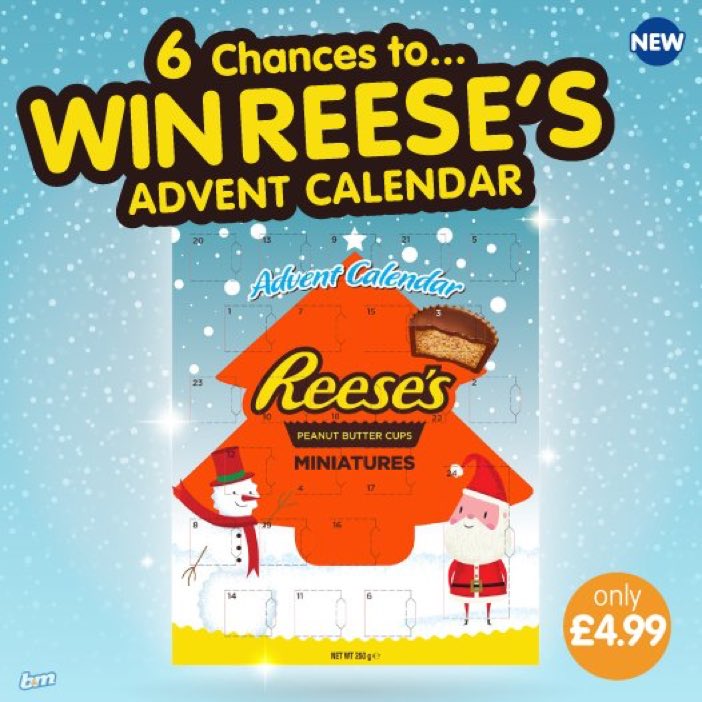 PocketOffers's tweet image. 🎈 COMPETITION TIME 🎈

Follow + RT @bmstores for your chance to #WIN 1 of 6 Reese's advent calendars 🙌