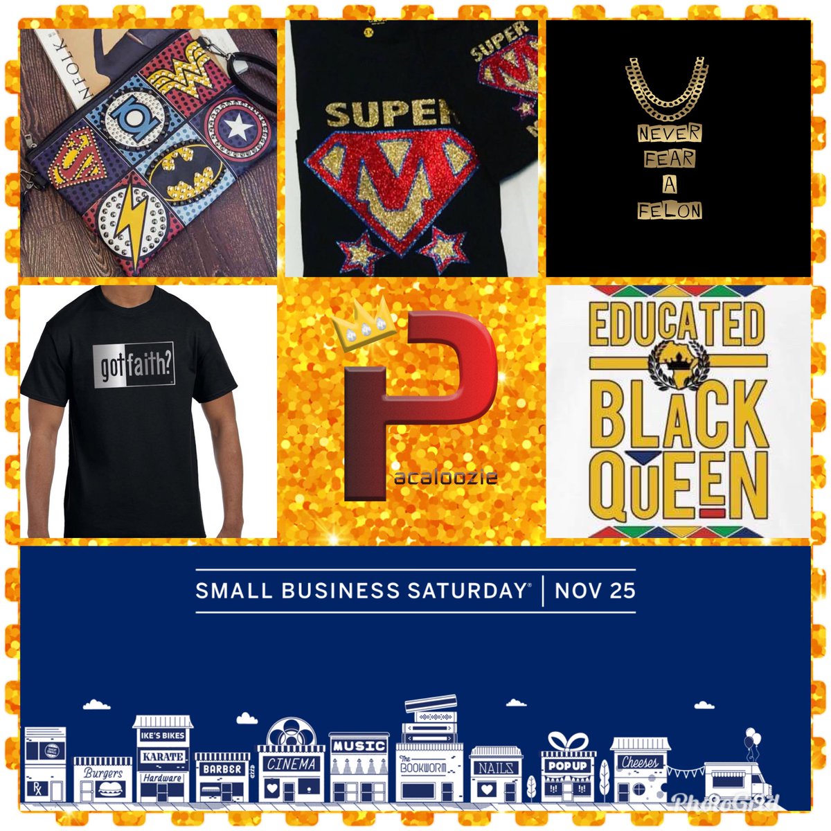 GlamourPrestige's tweet photo. Small Business Saturday: New Products Alerts 
Superhero Purse: $30
Super Diva Shirt: $25
Superhero shirt &amp; purse: $50
Educated Black Queen: $35 for all glitter and metallic 
Educated Black Queen: $25 for regular writing 
Never Fear A Felon with 2 chains : $25
Got Faith: $20 https://t.co/kssqIJ0k7x