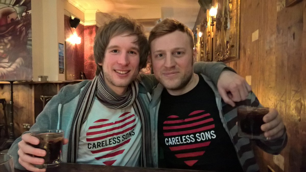 CarelessTunes's tweet photo. That awkward moment when Rob and Ben both turn up to the pub in their Careless Sons t shirts 🙈

You and your friends can make the same mistake by grabbing your own from https://t.co/q3SsZwtR6u https://t.co/33SGKbrXwc