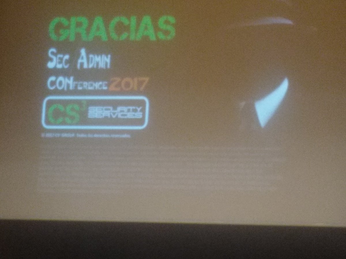 secadm1n's tweet photo. Gracias @NN2ed_s4ur0n por esta gran charla para todos los presentes!!! #secadmin2017 https://t.co/CgAE3KMTfD