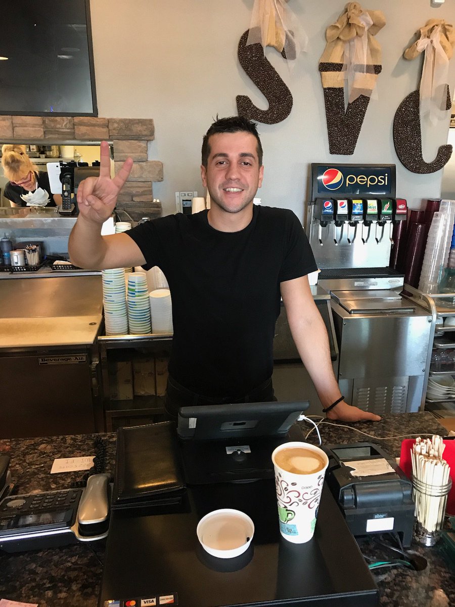 SteveSisolak's tweet photo. Coffee at @stripview. Rainbow and Desert Inn. Great place for breakfast. #ShopSmall https://t.co/4PgO0aJ7Q5