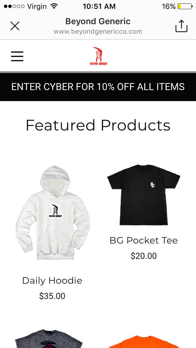 beyondgenericco's tweet photo. Last day is Cyber Monday. No restocks. Enter CYBER for 10% off all items. https://t.co/QWFpFGo8LV
