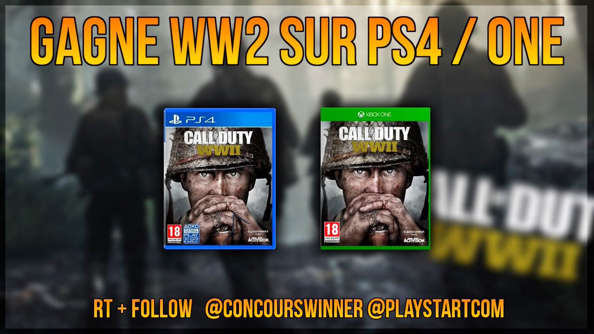 ConcoursWinner's tweet photo. #CONCOURS #GAMING ! 💣

Gagne #CODWWII sur #XboxOne / #PS4 🎁 

▶️ Retweet + Follow @ConcoursWinner &amp; @playstartcom   

👉🏻 Tag un(e) ami(e) pour avoir + de chance de gagner ☘️

Tirage le 9/12 💥 https://t.co/cnL83yFOu5