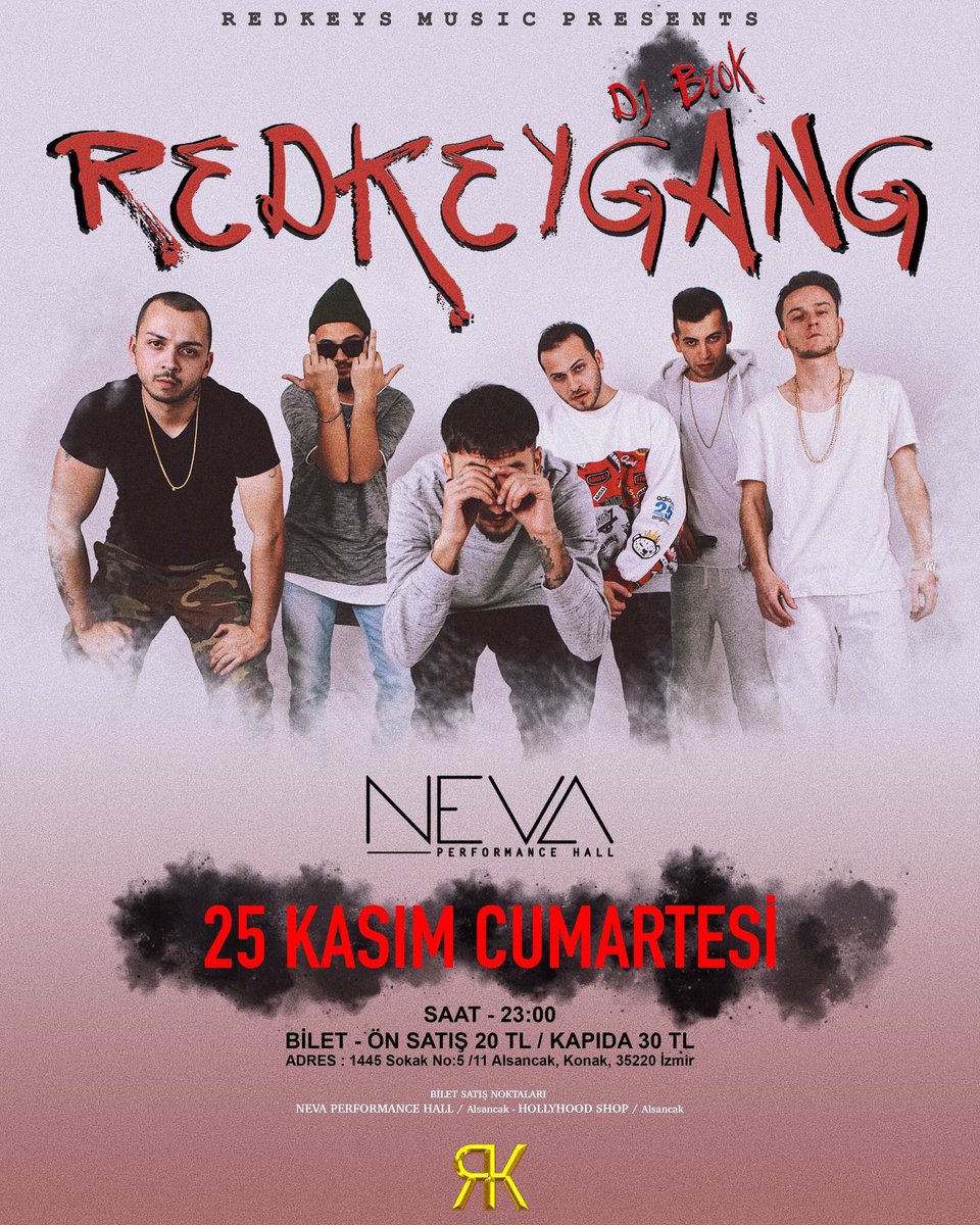RedKeysMusic's tweet photo. SAATLER KALDI 🔥 #RedKeyGang Canlı Performans 📍 #NevaPerformanceHall (Alsancak) TÜM ÇETE ORADA OLACAK ☠️ https://t.co/VWd9YHQ9PA