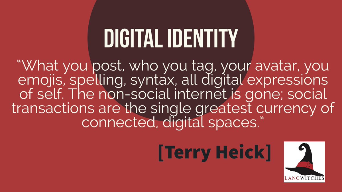 langwitches's tweet photo. “What you post, who you tag, your avatar, you emojis, spelling, syntax, all digital expressions of self. The non-social internet is gone; social transactions are the single greatest currency of connected, digital spaces.” By @terryheick @teachthought https://t.co/efC7k29Fpf https://t.co/K1XZAt9951