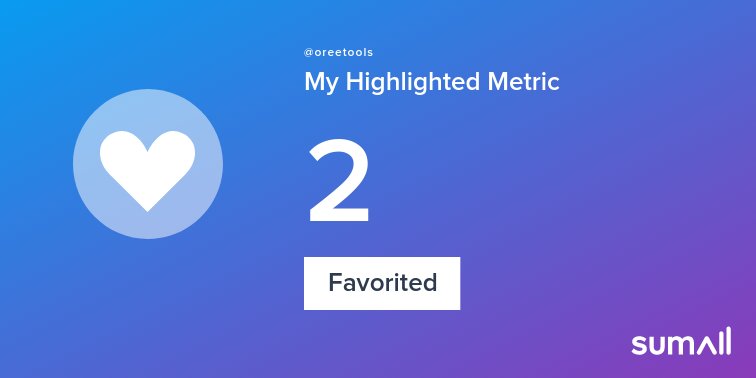 oreetools's tweet image. My week on Twitter 🎉: 1 Mention, 2 Favorited, 1 Retweet, 175 Retweet Reach, 1 Tweet. See yours with sumall.com/performancetwe…