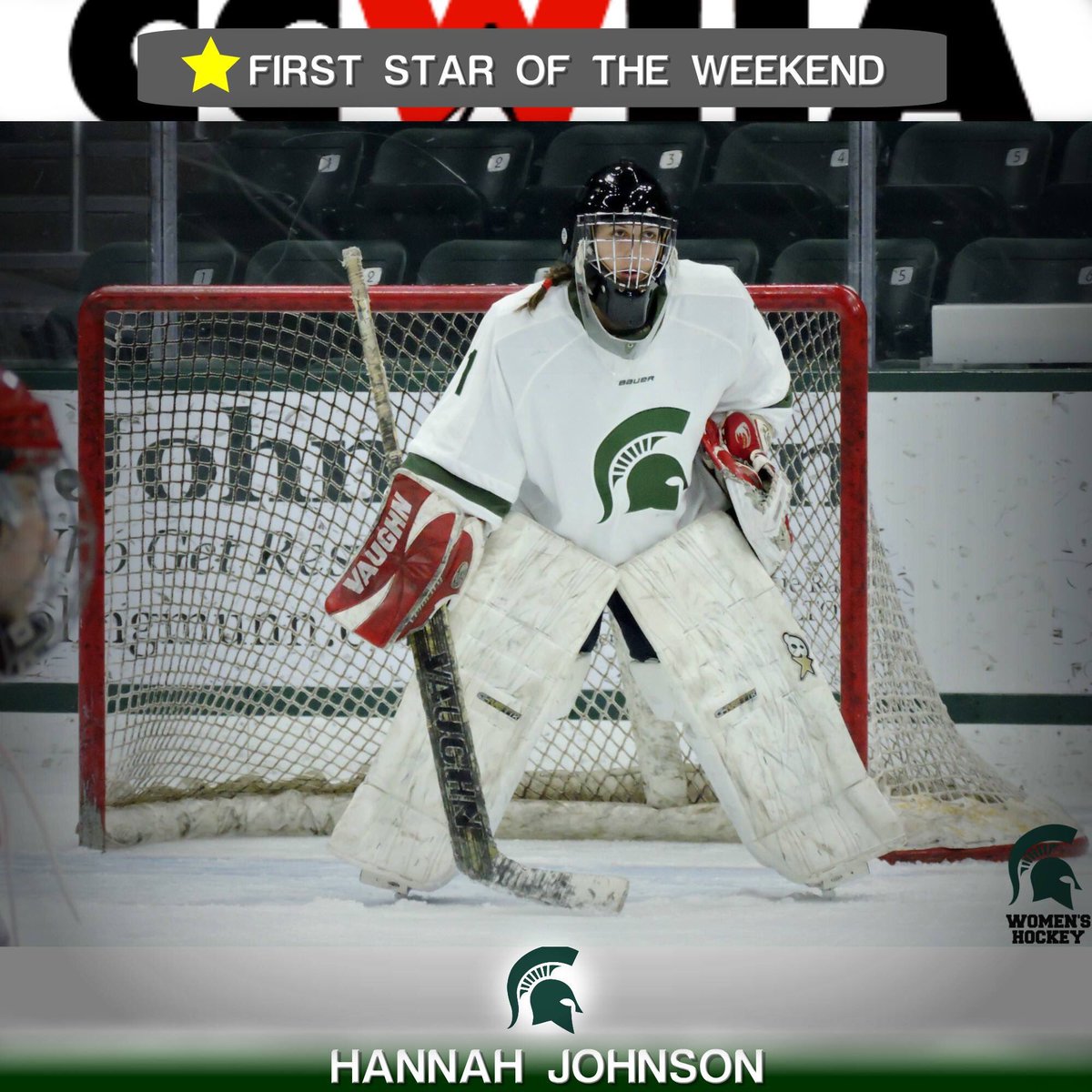 CCWHA_Hockey's tweet photo. #CCWHA three stars of the weekend! (11.16-11.19)
⭐️⭐️⭐️Trubiano of @UMwomenshockey: 2a
⭐️⭐️Piotrowski of @AQWomensHockey: 2g, 2a
🌟Johnson of @SpartanWHockey:3-0, 104/110 https://t.co/ofdPYX590v