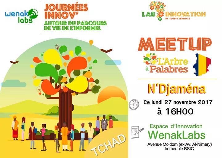 tchirktema's tweet photo. #Meetup à #NDjamena
Retrouvez la communauté WenakLabs, le lundi 27 Nov. à partir de 16h00 autour de #larbreapalabres, le #Bootcamp et le #hackathon dédiés au parcours de vie de l'informel.
#Tchad #LabInnovationSG @fyouzan @OpenSDF228 @wilfriedn @ameklou @elkwaet @Afriworkers https://t.co/SYLI1FFbW8