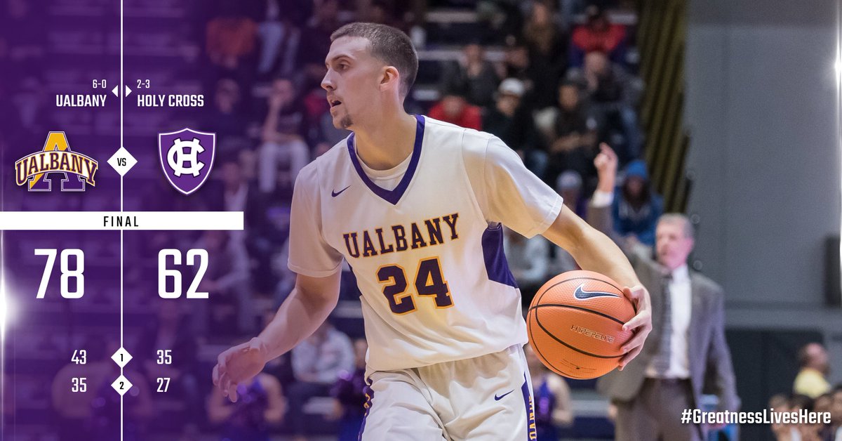 UAlbanyMBB's tweet photo. FINAL - UAlbany 78, Holy Cross 62.  Joe Cremo scores 30 points and is the 10th player in UAlbany's DI history to surpass 1,000 points. https://t.co/PJBsK8ovST