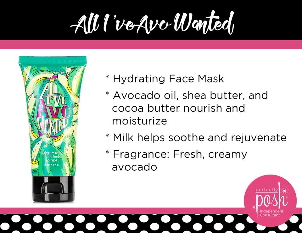 PoshWithMorganW's tweet photo. All I've Avo Wanted has become a favorite moisturizing face mask of mine! You can leave this on for as long as you need and it is great on sunburns and dry skin!

Get yours at: https://t.co/uf83yrp9YI

#PerfectlyPosh #Pampering #FaceMask #Moisturizing https://t.co/R88RSLFbfa