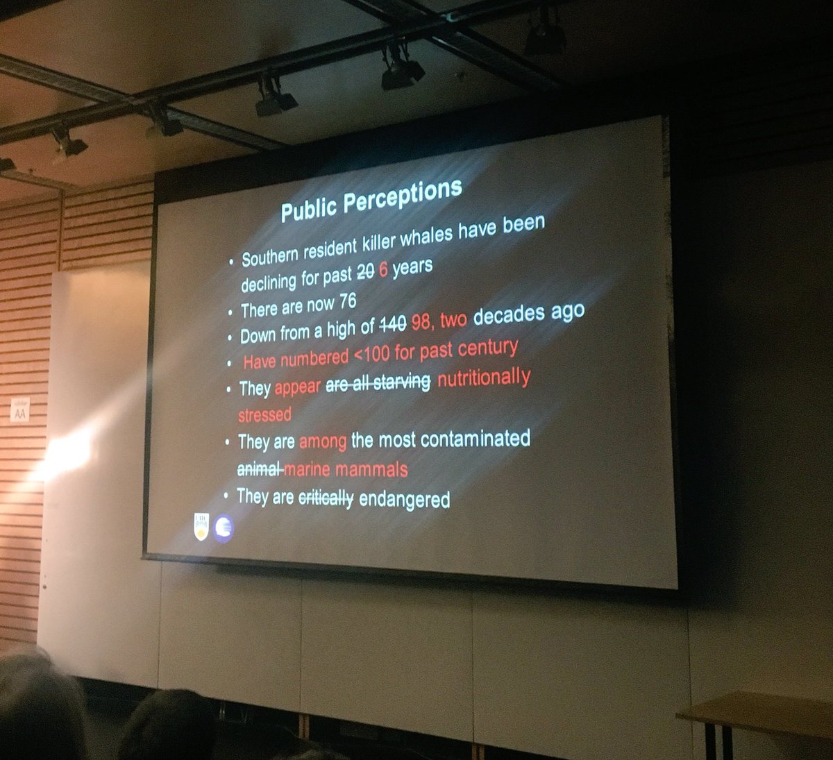melanie_ang's tweet photo. Andrew Trites from @UBCoceans - dispelling facts & fiction on Southern resident killer whales #bcmms25 https://t.co/ZNSup3Yd4g