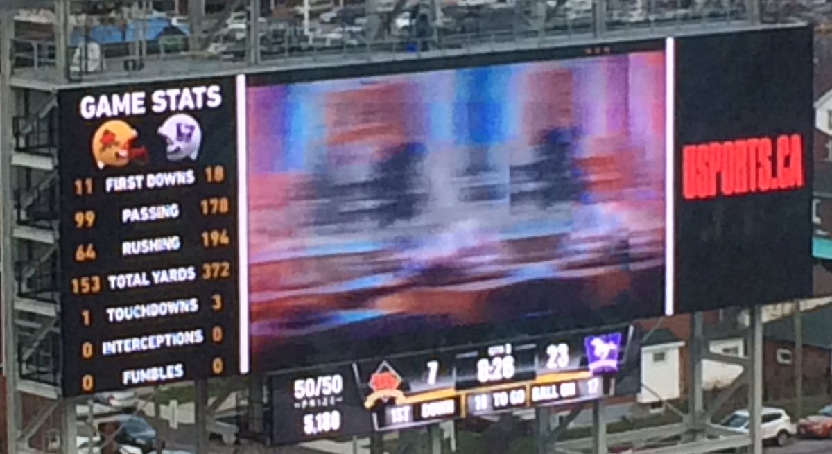BrentLaleCTV's tweet image. Evidence of the @WesternMustangs dominance so far. Look at Team stats on scoreboard. #RushingYards #PassingYards #FirstDowns