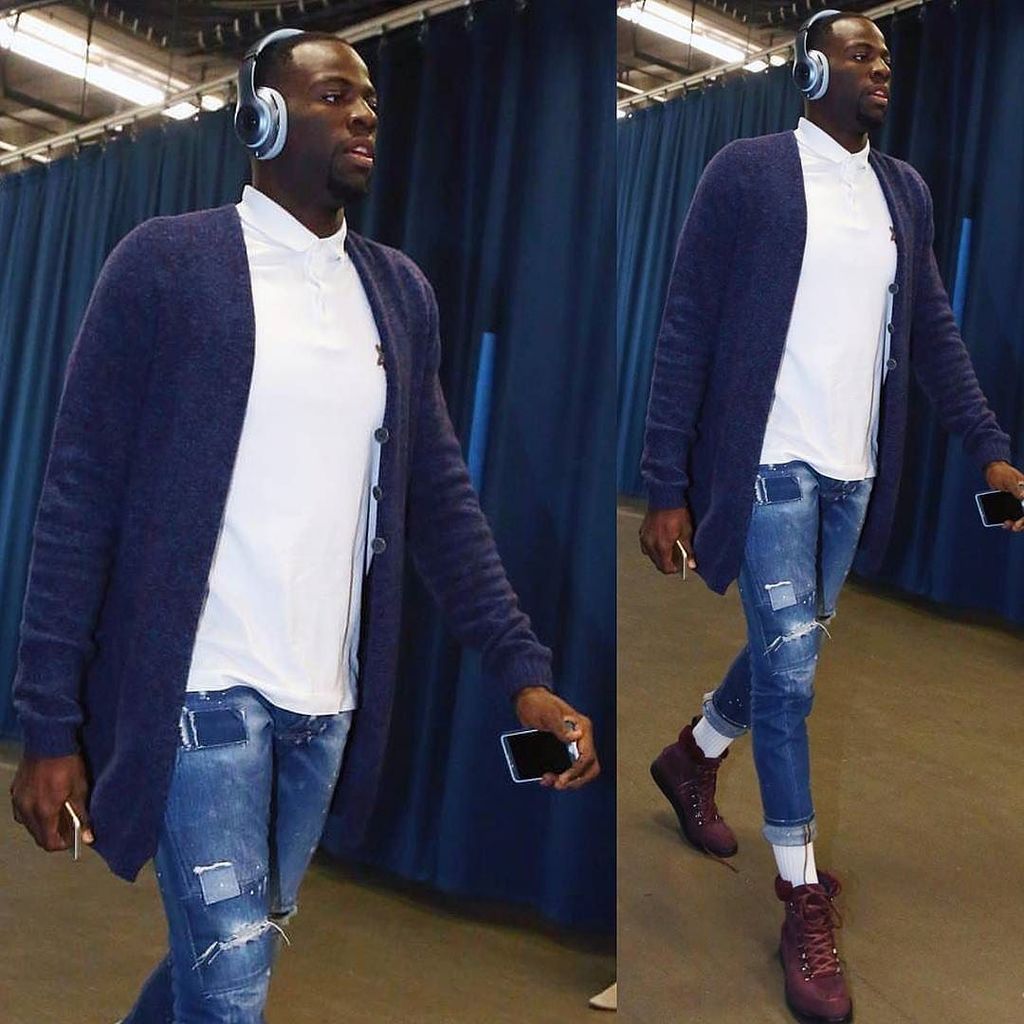 MoreThanStats's tweet photo. #NBA baller #DraymonGreen arrived for last night's game donning #DolceGabbana shirt, #Daquard2 jeans and #Valas boots. FEELING THE FIT? #Morethanstats https://t.co/m0wfppyyFA https://t.co/Em8iWAFB4R