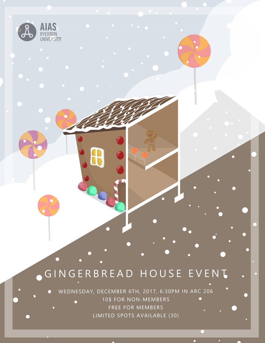 Everyone's favorite AIAS Ryerson holiday event is just around the corner! Like every year, the Gingerbread House Competition is a great opportunity for students to meet and work alongside industry professionals and is a fun and festive study break! Stay Tuned! 🎄