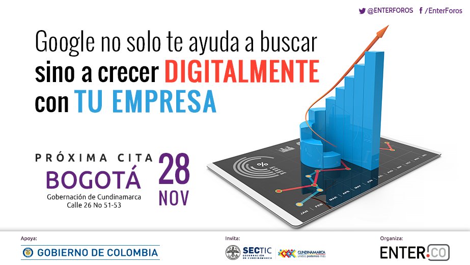 Transforma_Dig's tweet photo. .@Google es más que un buscador, hazlo el aliado de tu empresa en #ENTERForos Bogotá. Asiste el próximo 28 de noviembre. Inscripciones: https://t.co/qBphIDVBJ5 https://t.co/YGpsT2EzDL