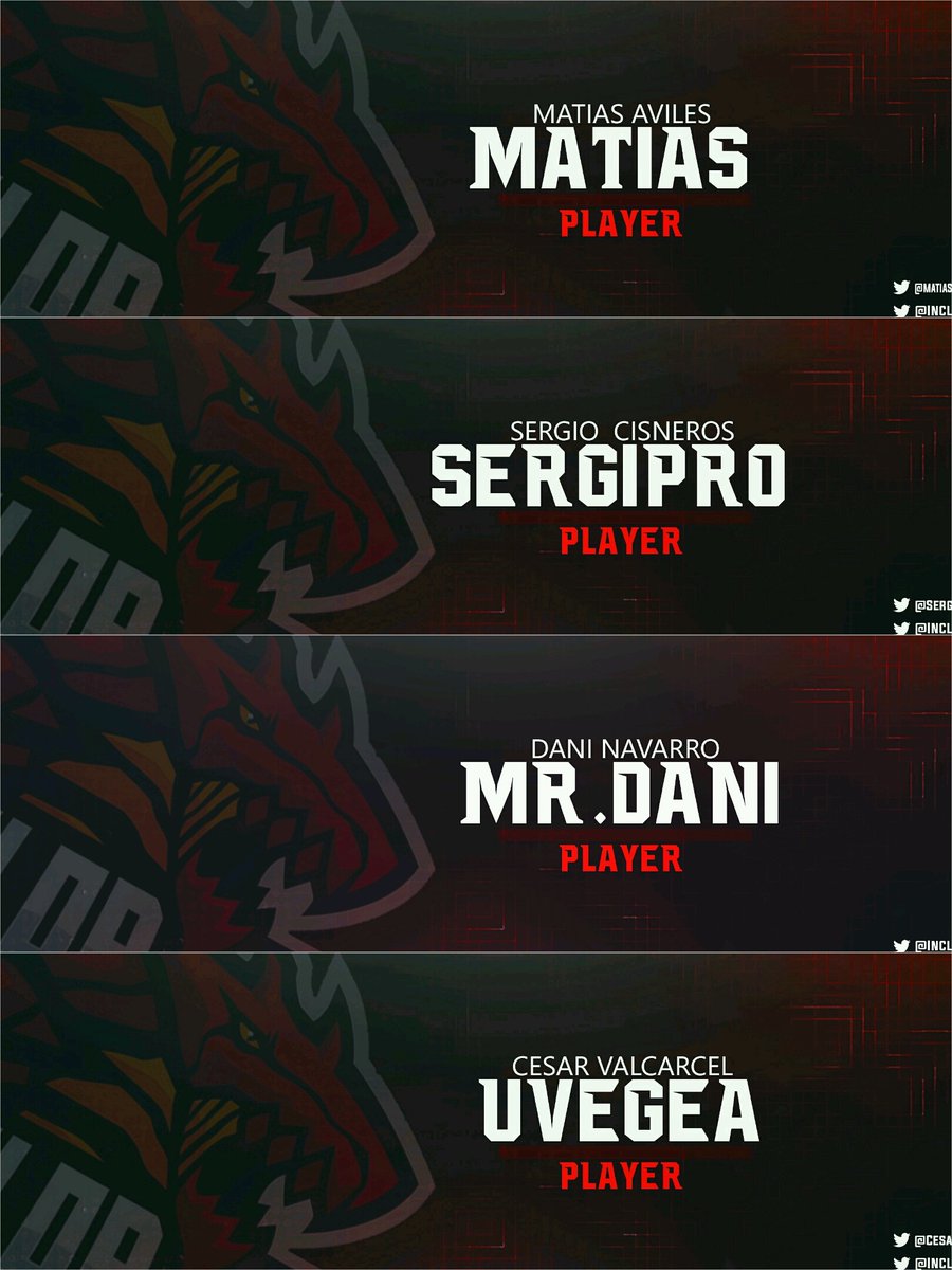 Inclorius_CR's tweet image. Ya están los headers de nuestros jugadores ¿Que os parecen?
#GOINC 🐲