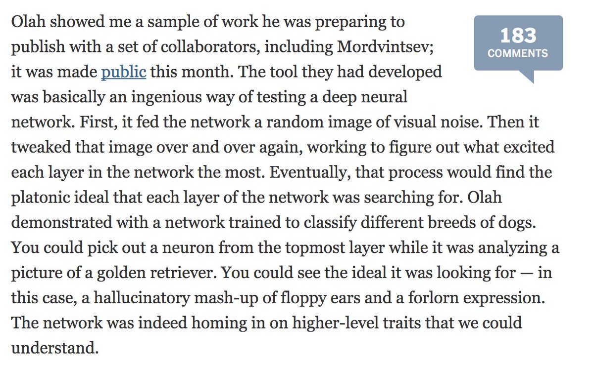 NurAhmedB's tweet image. Understanding Deep Learning.&quot;The network was indeed homing in on higher-level traits that we could understand.&quot;
Details: distill.pub/2017/feature-v… 
  #InterpretableMachineLearning #MachineLearning  [2/2]