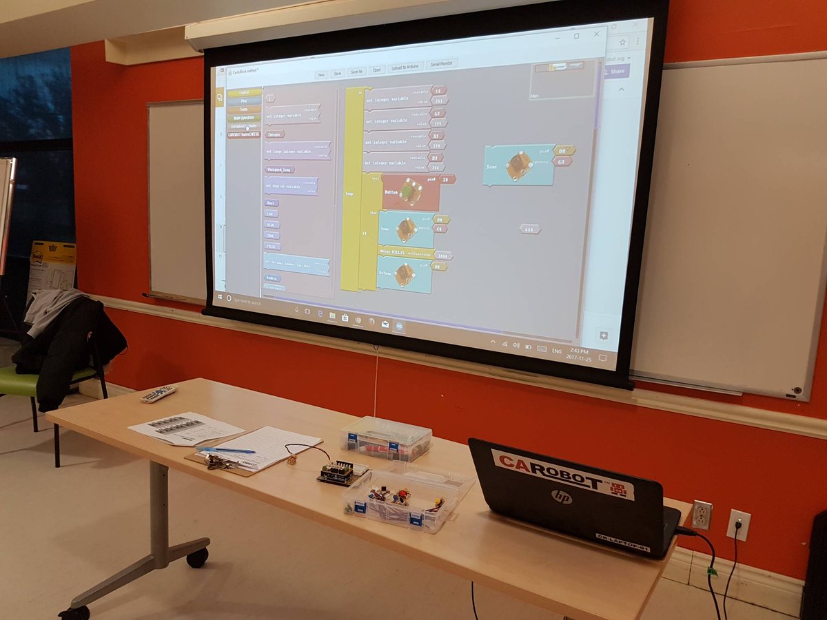 FoggyMan7's tweet photo. RT @carobotorg: Having fun with fellow coders at today's Coderdojo Markham meetup. Dojo-ing with #Arduino using #SwissCHEESE and #CArduBlock. Thank you @markhamlibrary for hosting. #learning #class #robot #makelearningfun #weloverobotics #markhamlibrary … https://t.co/n3EDh3hKn2